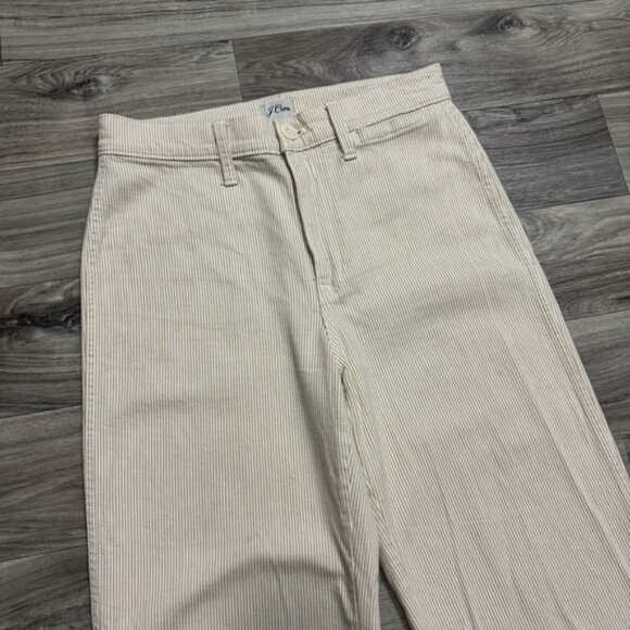 J. Crew Slim Wide Leg High-Rise Cropped Jean in Khaki Stripe - Picture 2 of 8